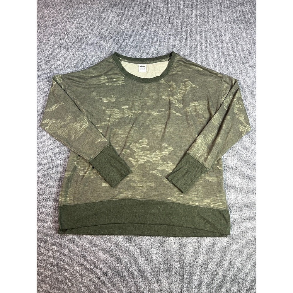 AVIA Green Camo Pullover Sweatshirt L (12-14) Streetwear Gorpcore Basic